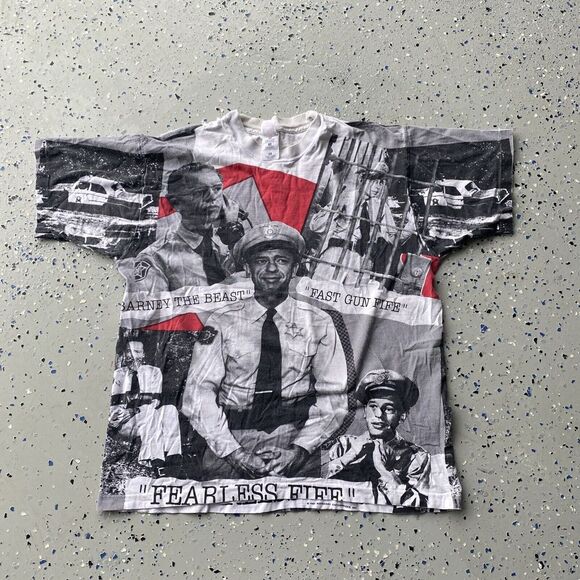 Fruit of the Loom Other - 90s Barney Fast‎ Fife Andy Griffith Show All Over Print Shirt Mayberry Size XL
